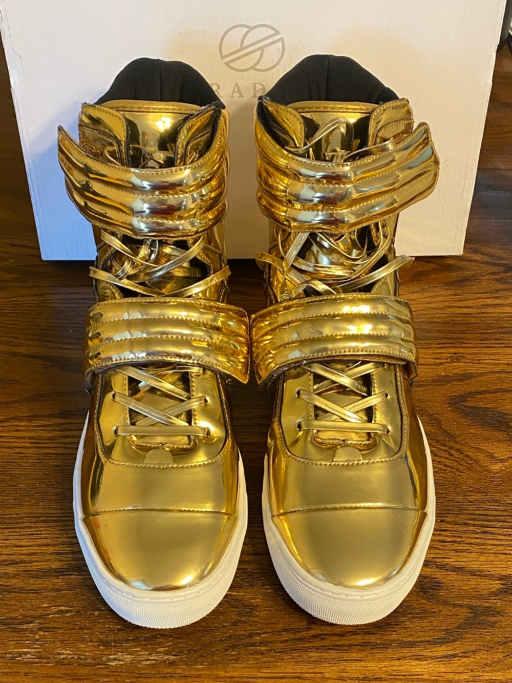 Radii Cylinder 24K Gold Bar High Top Sneakers Metallic Gold Mens 10 With Box